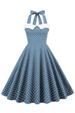 Halter Polka Dots Swing 1950s Dress