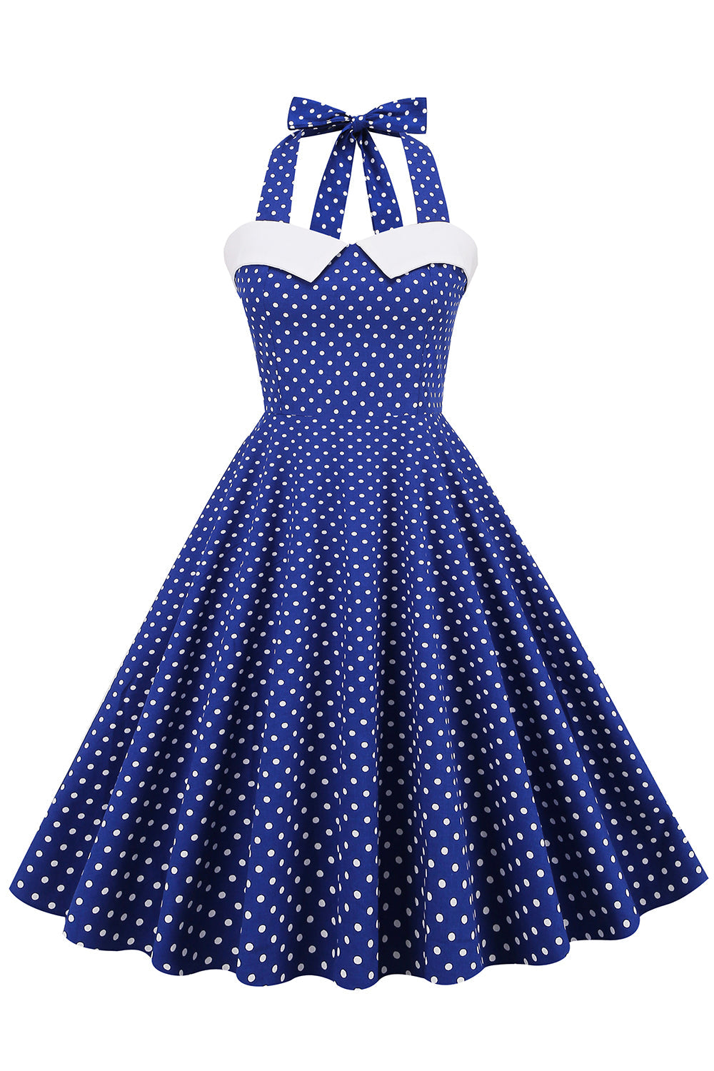 Halter Polka Dots Swing 1950s Dress