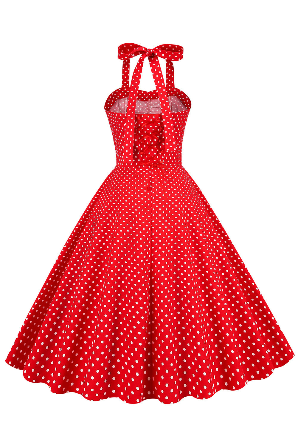 Retro Style Halter Red Polka Dots 1950s Dress