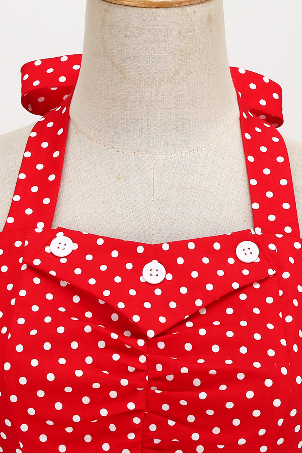 Retro Style Halter Red Polka Dots 1950s Dress