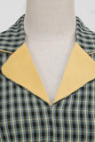A Line V Neck Green Gird 1950s Dress with 3/4 Sleeves