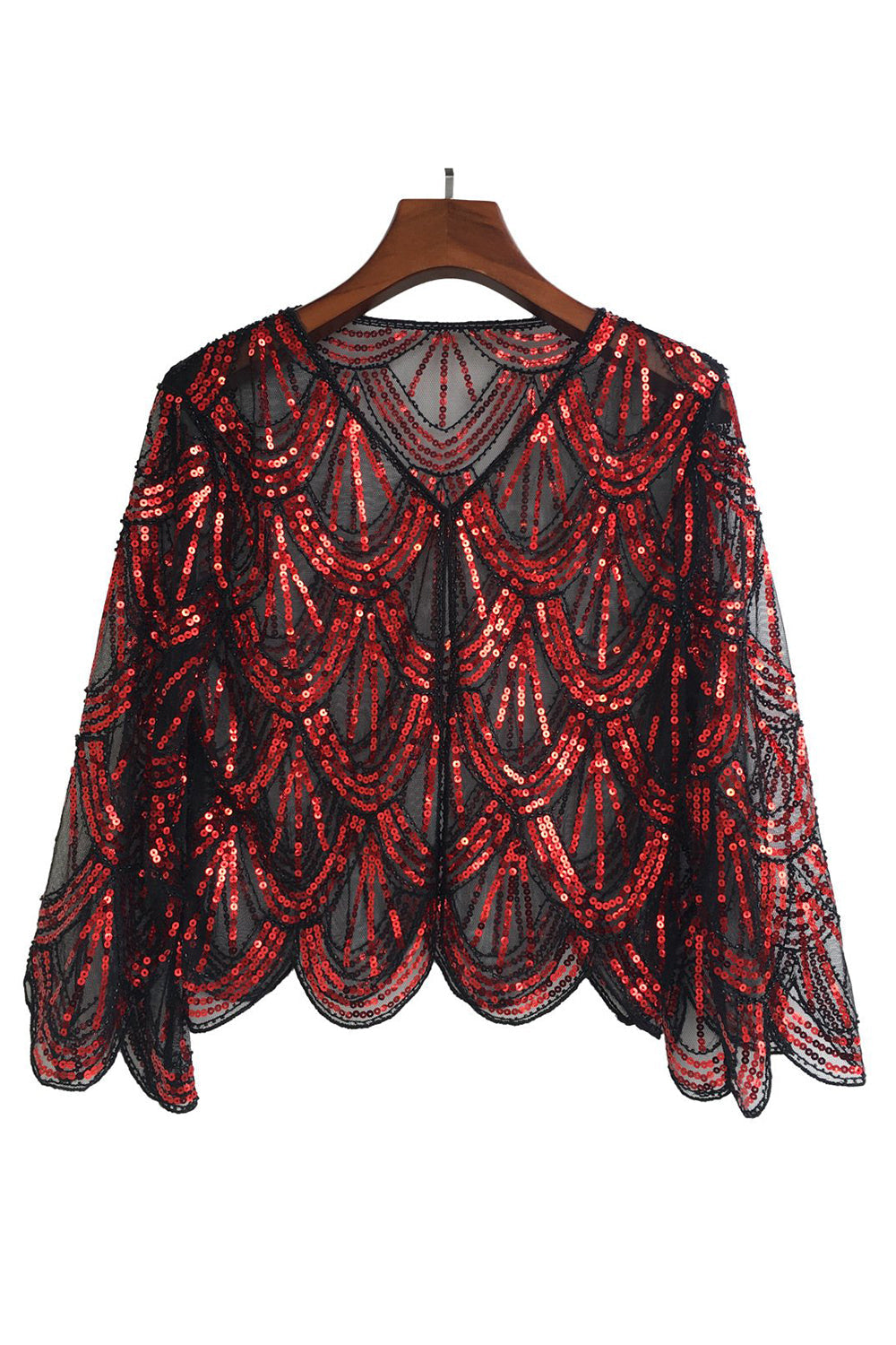 Sequined Black Fuchsia 1920s Cape