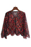 Sequined Black Fuchsia 1920s Cape