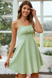 White Open Back Spaghetti Straps Graduation Dress