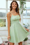 White Open Back Spaghetti Straps Graduation Dress