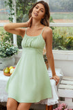 White Open Back Spaghetti Straps Graduation Dress