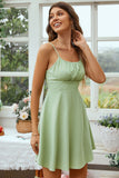 White Open Back Spaghetti Straps Graduation Dress
