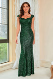 Dark Green Sequins Glitter Ball Dress