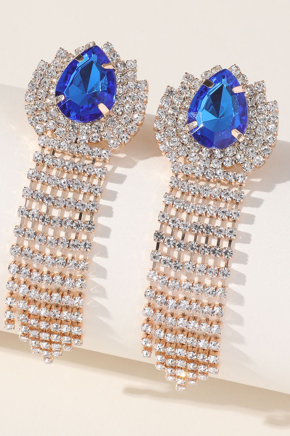 Sparkly Rhinestones Water Drop Tassel Earrings