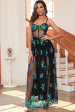 Dark Green Sparkly Long Ball Dress with Sequins