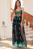 Dark Green Sparkly Long Ball Dress with Sequins