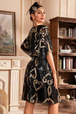 Sparkly White Boat Neck Batwing 1920s Dress with Sequins
