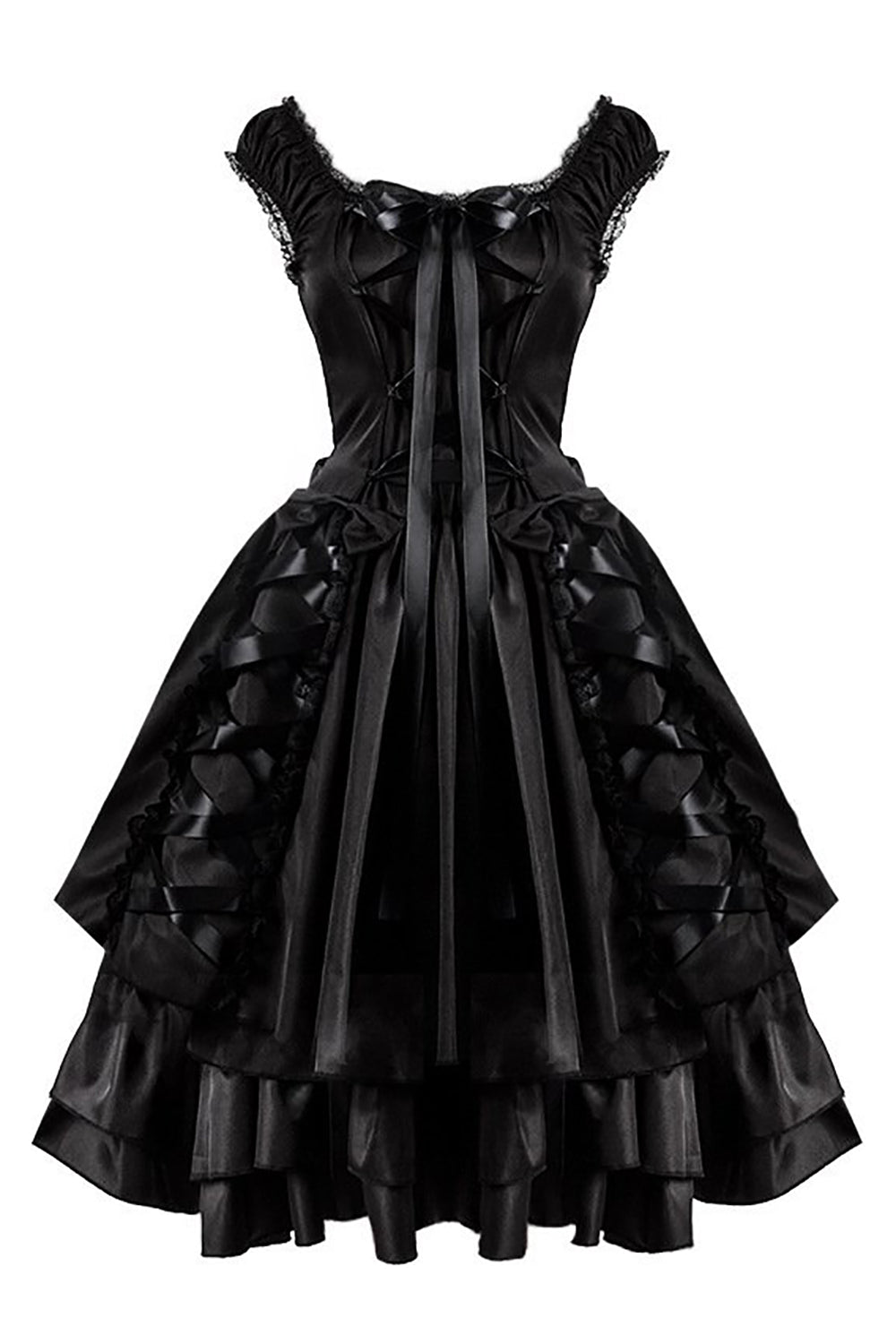 A Line Halloween Black Vintage Dress with Lace