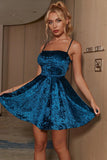 Black A-line Spaghetti Strap Short Party Dress