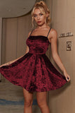 Black A-line Spaghetti Strap Short Party Dress