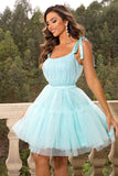 Hot Pink A Line Tulle Cute Short Cocktail Dress