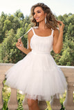 Hot Pink A Line Tulle Cute Short Cocktail Dress