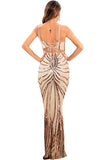 Black Bodycon Spaghetti Strap Sequins Backless Long Evening Dress
