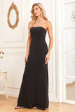 Black Sheath Removable Sleeves Sparkly Formal Evening Dress