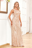Sparkly Sleeveless Champagne Ball Dress Sequins