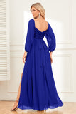 A-Line Dark Green Sequins Ball Dress with Sleeves