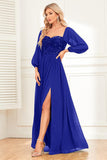 A-Line Dark Green Sequins Ball Dress with Sleeves