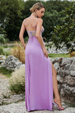 Black Spaghetti Straps Ball Dress with Slit