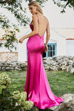 Mermaid Fuchsia Beaded Ball Dress with Slit