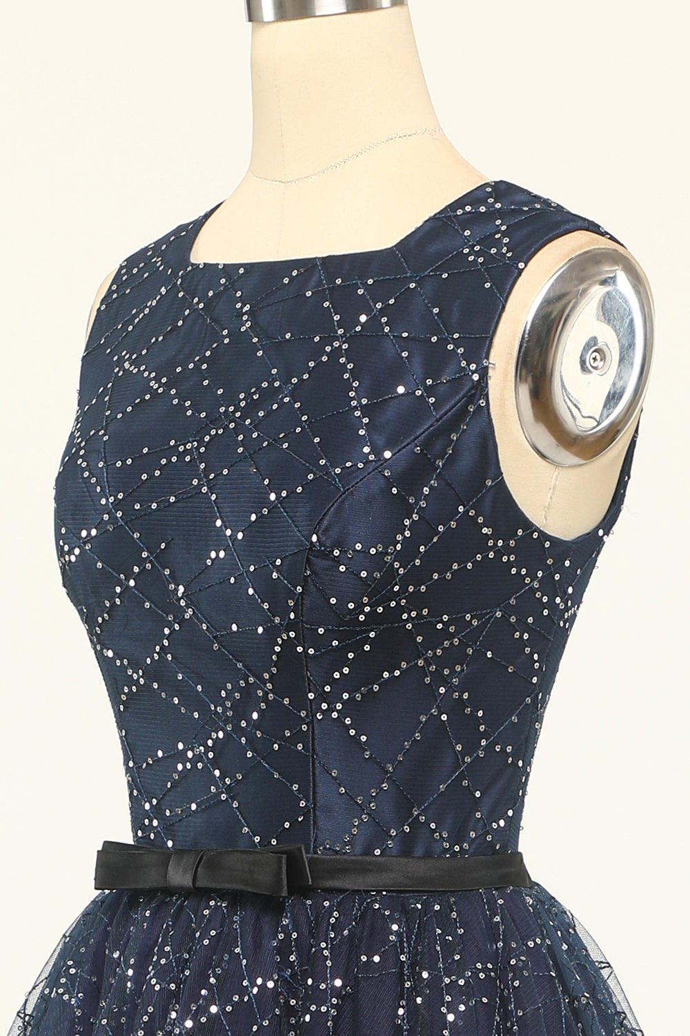 Glitter Navy Tulle Formal Party Dress
