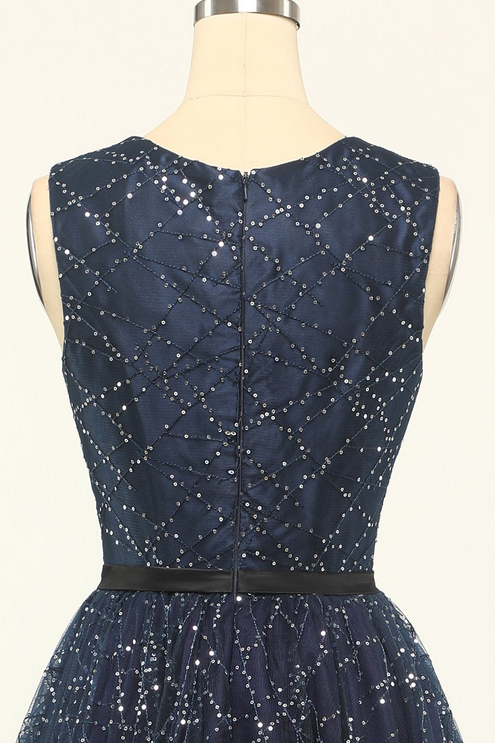 Glitter Navy Tulle Formal Party Dress