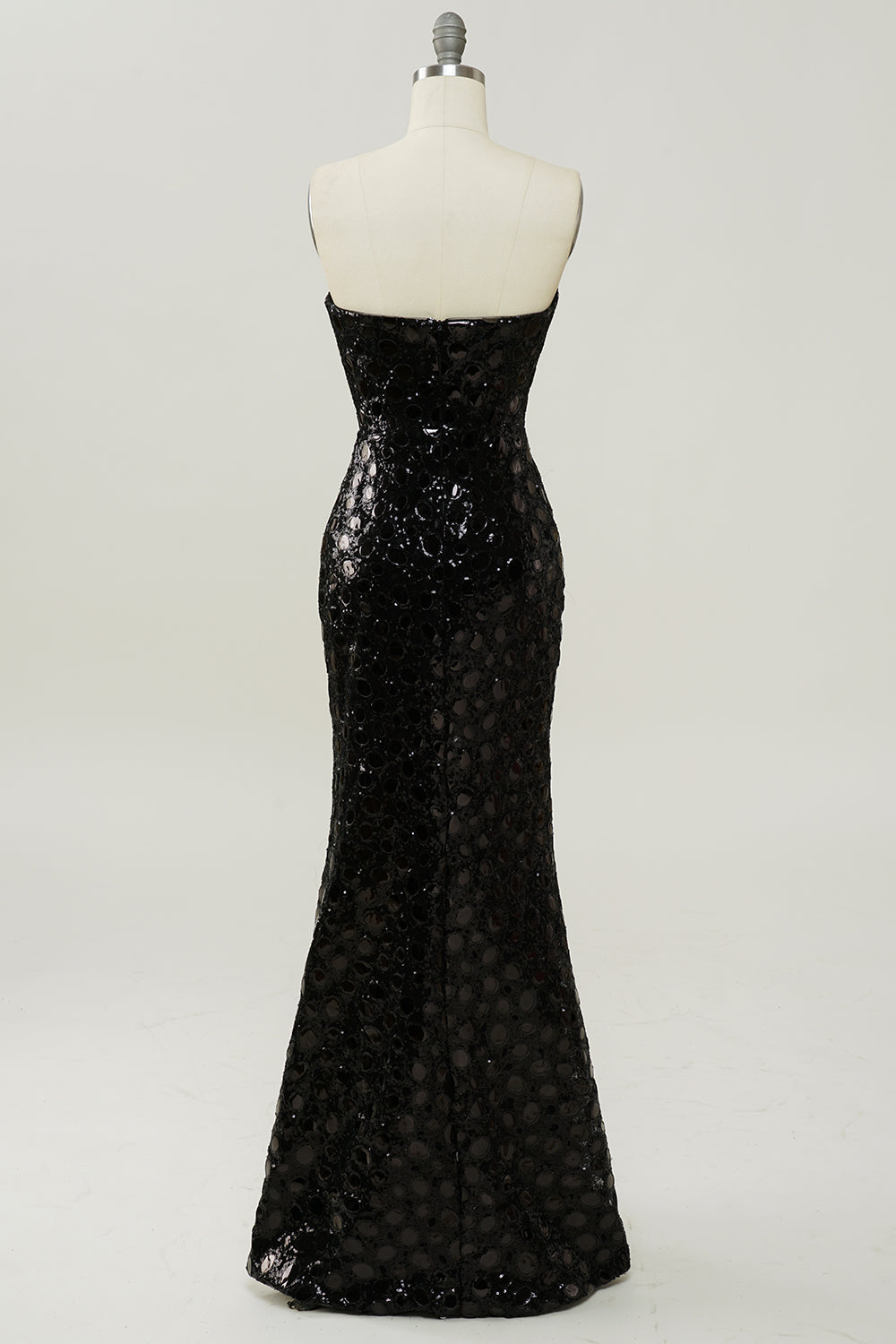 Black Strapless Sequined Mermaid Ball Dress