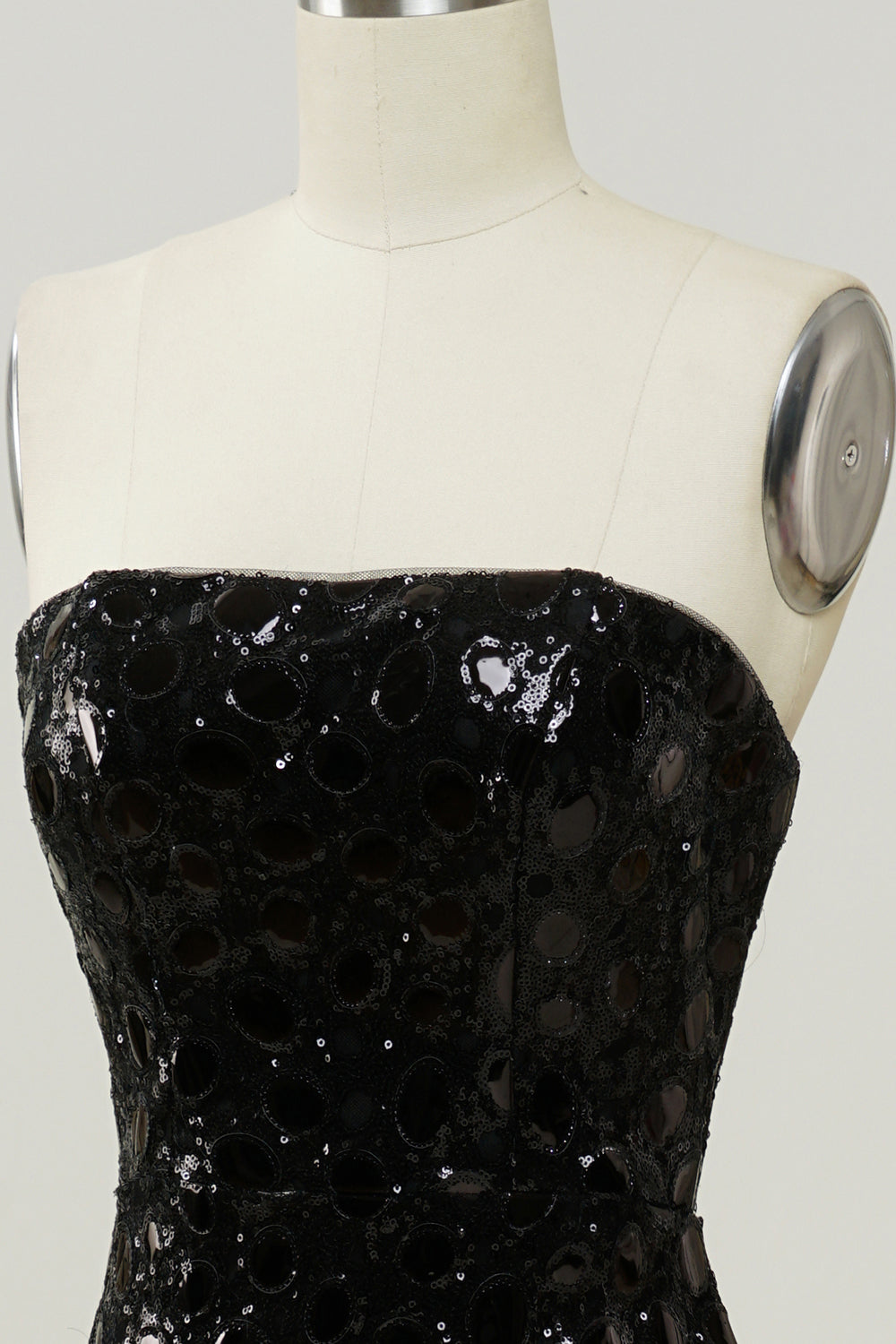 Black Strapless Sequined Mermaid Ball Dress
