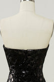 Black Strapless Sequined Mermaid Ball Dress