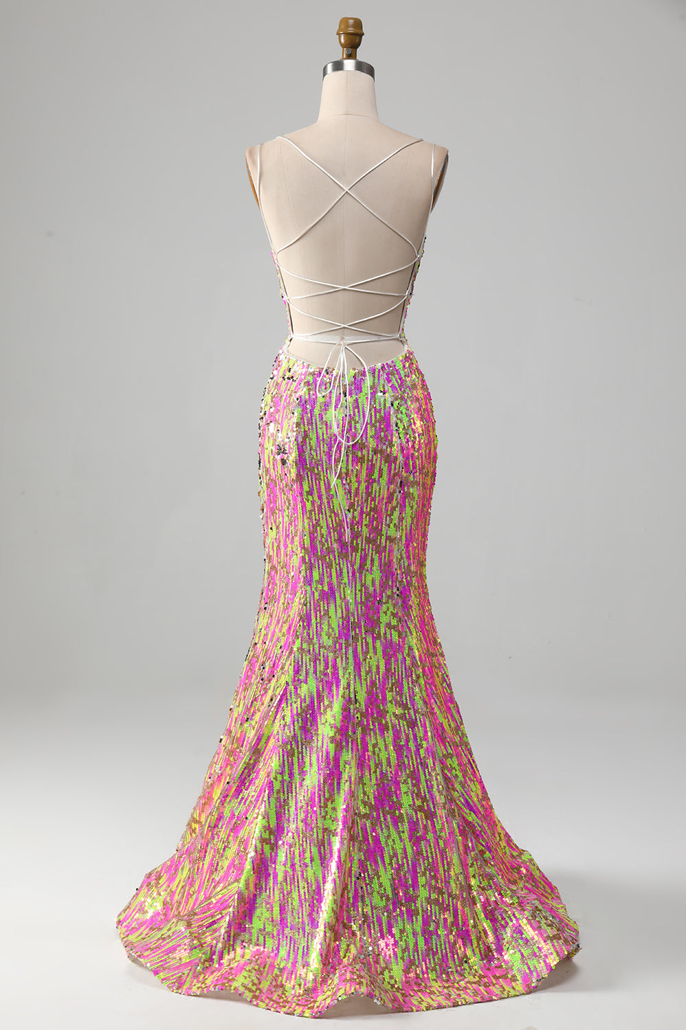 Hot Pink Sparkly Mermaid Long Ball Dress with Slit