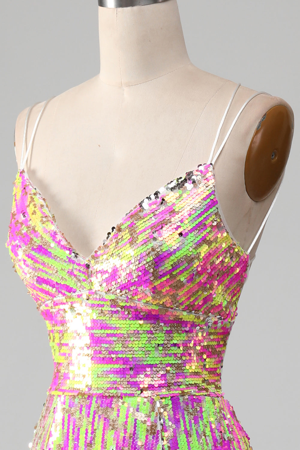 Hot Pink Sparkly Mermaid Long Ball Dress with Slit