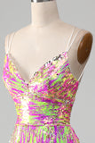 Hot Pink Sparkly Mermaid Long Ball Dress with Slit
