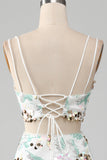 White Two-Piece Sparkly Mermaid Ball Dress with Slit
