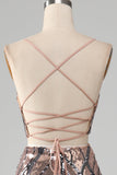 Sparkly Two-piece Sheath Ball Dress with Fringes