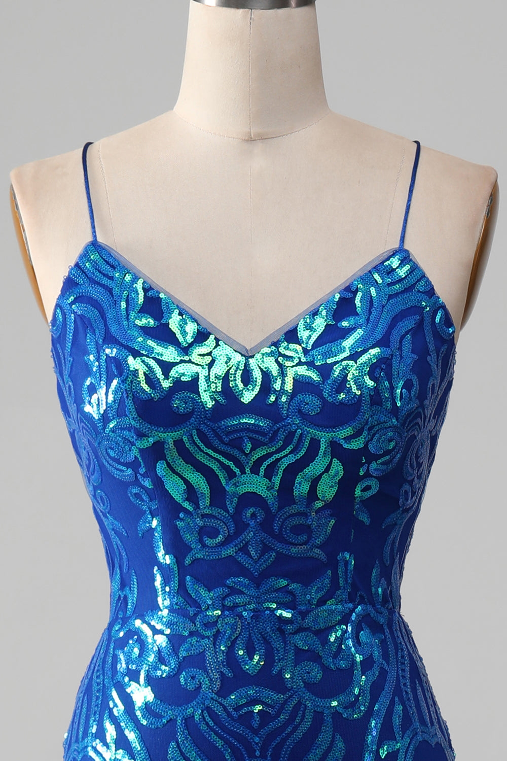 Royal Blue Mermaid Sparkly Ball Dress with Slit