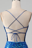 Royal Blue Mermaid Sparkly Ball Dress with Slit