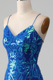 Royal Blue Mermaid Sparkly Ball Dress with Slit