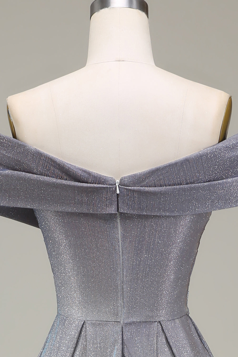 Sparkly Grey A-Line Off the Shoulder Princess Ball Dress with Pleated