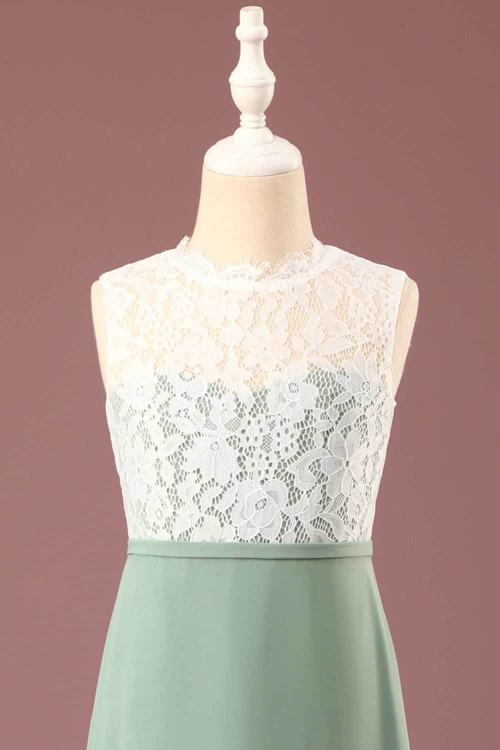 Matcha A-line Round Neck Sleeveless Floor Length Junior Bridesmaid Dress
