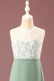 Matcha A-line Round Neck Sleeveless Floor Length Junior Bridesmaid Dress