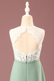 Matcha A-line Round Neck Sleeveless Floor Length Junior Bridesmaid Dress