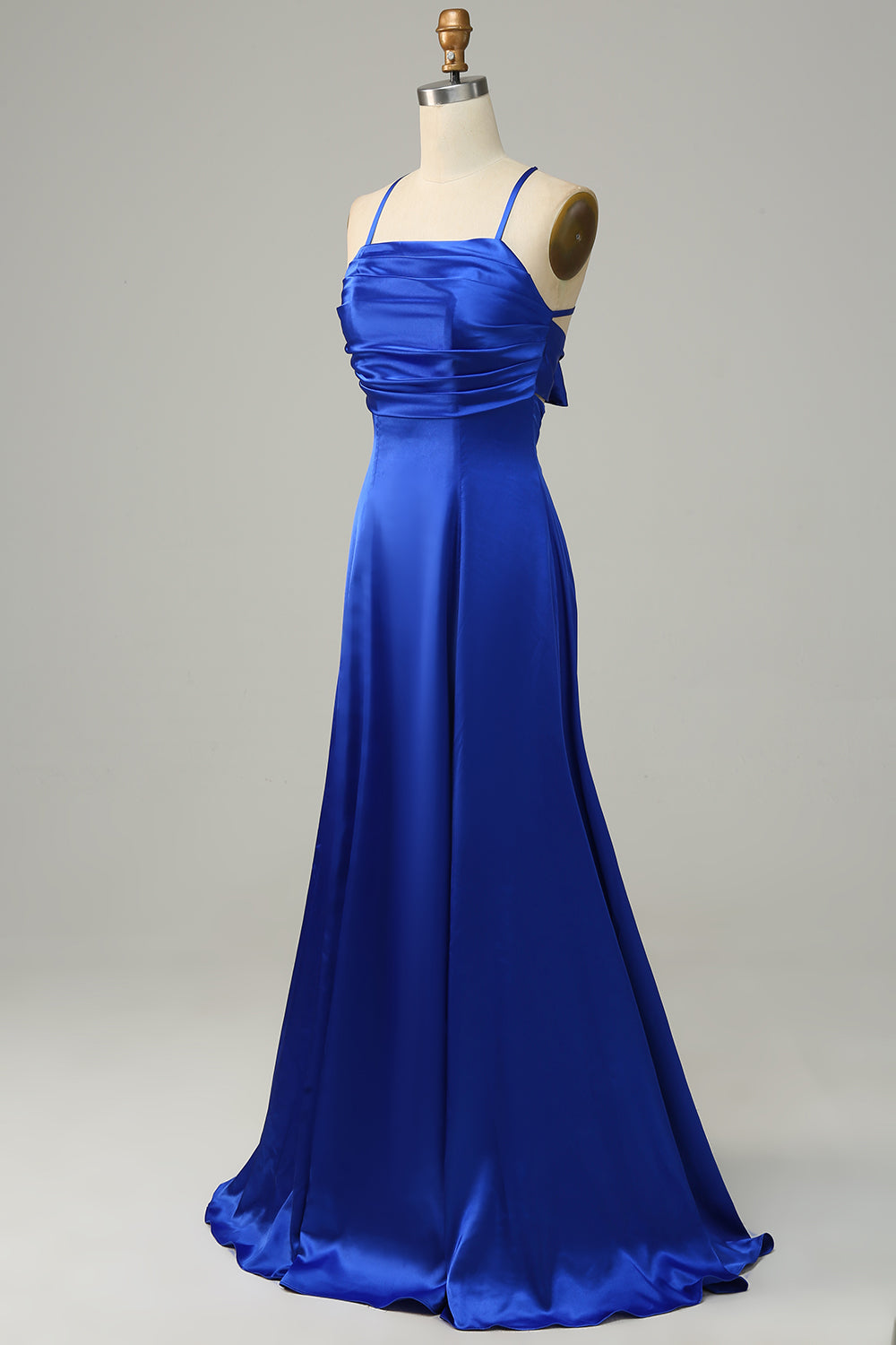 Royal Blue Halter A Line Floor Length Bridesmaid Dress