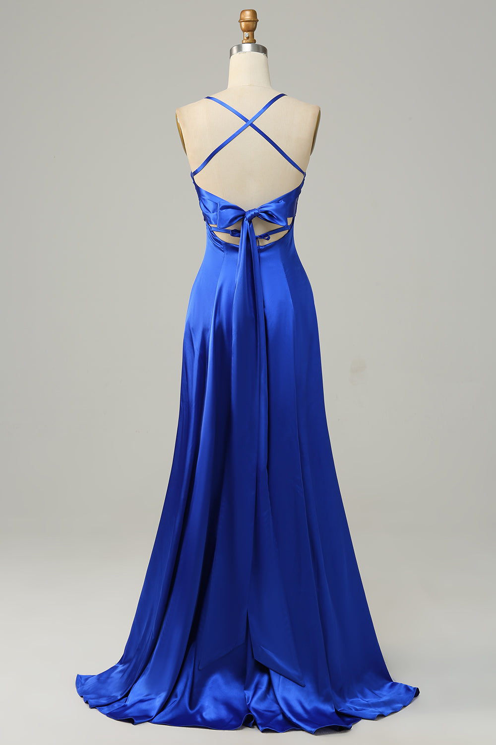 Royal Blue Halter A Line Floor Length Bridesmaid Dress