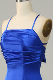Royal Blue Halter A Line Floor Length Bridesmaid Dress