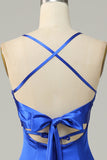 Royal Blue Halter A Line Floor Length Bridesmaid Dress