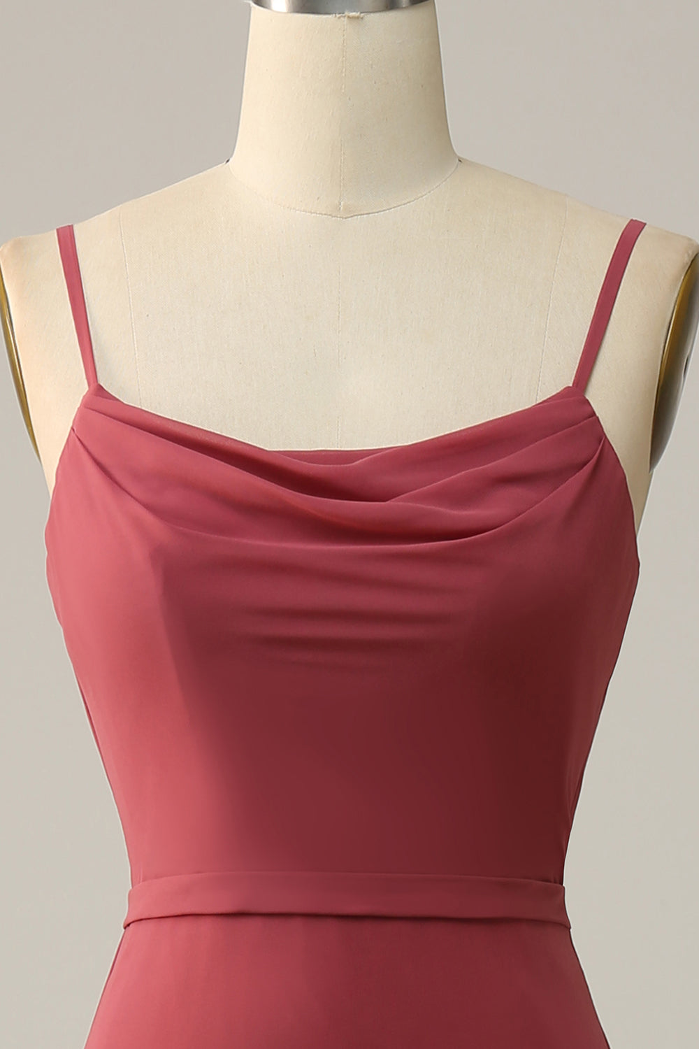 Desert Rose Spaghetti Straps Mermaid Open Back Bridesmaid Dress